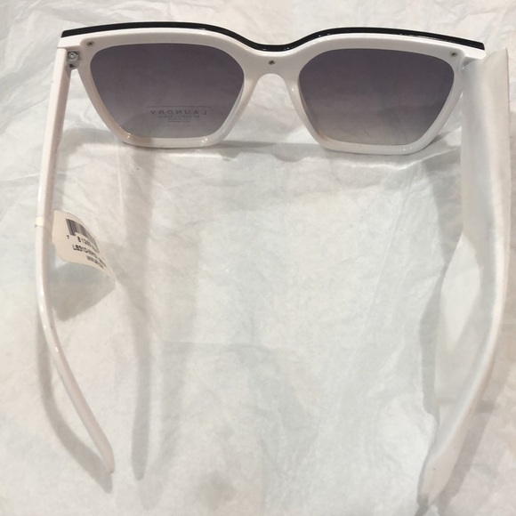 Laundry Shelli‎ Segal LS310 white black trim brow bar square look sunglasses new main image 6